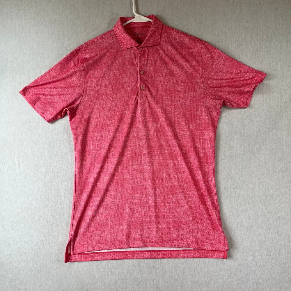 Johnnie-O Performance Polo Mens Small Shirt Pink White Heathered UPF 50 Stretch